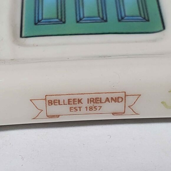 Belleek Christmas Ornament Dublin Doorways Ireland Blue Shamrocks - Picture 3 of 5